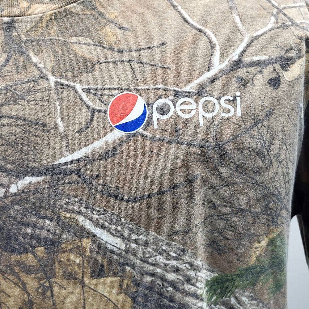 Browning Pepsi Camouflage T-shirt Mens XL Realtree‎ Graphic Print Logos Cotton